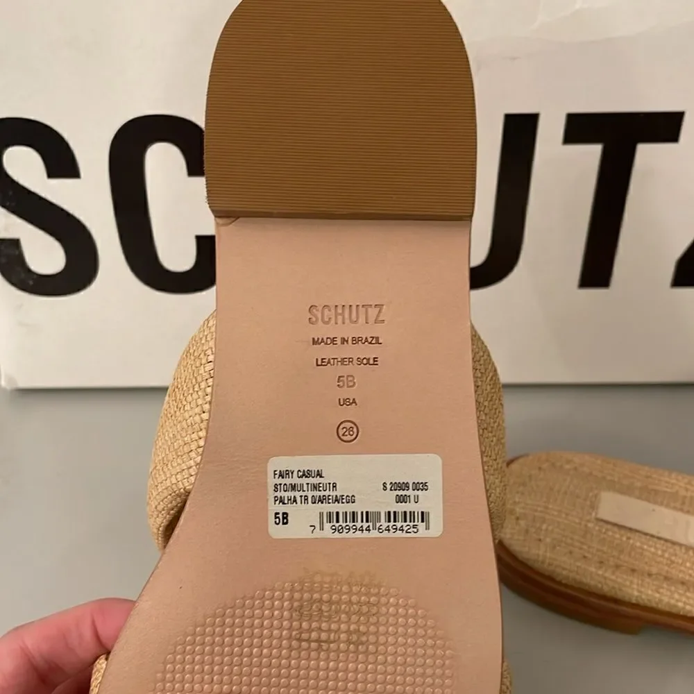 NWT Schutz Natural Woven Flat Sandals